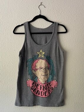 Bernie Sanders 2016 Tank Top Womens Small Gray Graphic Political Tee